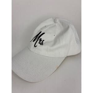 Mrs. Cap Men's Adjustable White Cotton Baseball Hat Black Embroidery